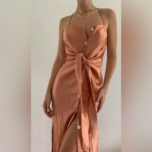 NANUSHKA DRAPED WAIST DRESS - ORANGE - Picture 4 of 11